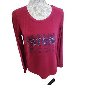 Steve Madden Top Wine Long Sleeve T-shirt I Have Seen The Future Women's Medium